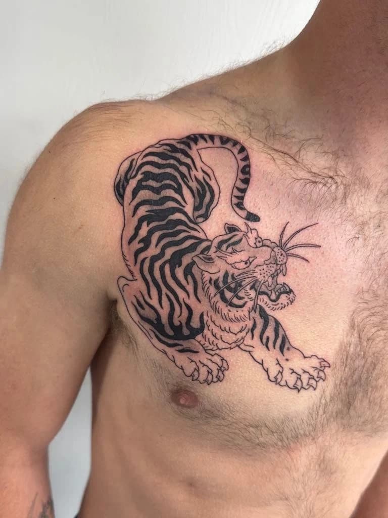Traditional Japanese tiger tattoo
