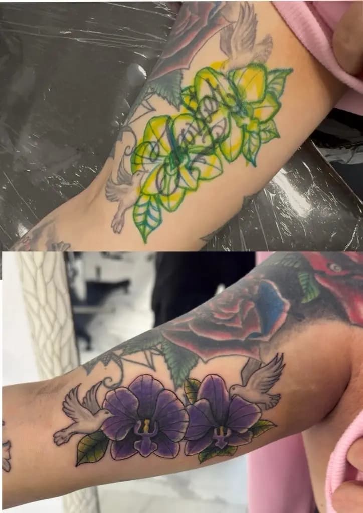 Freehand cover-up tattoo
